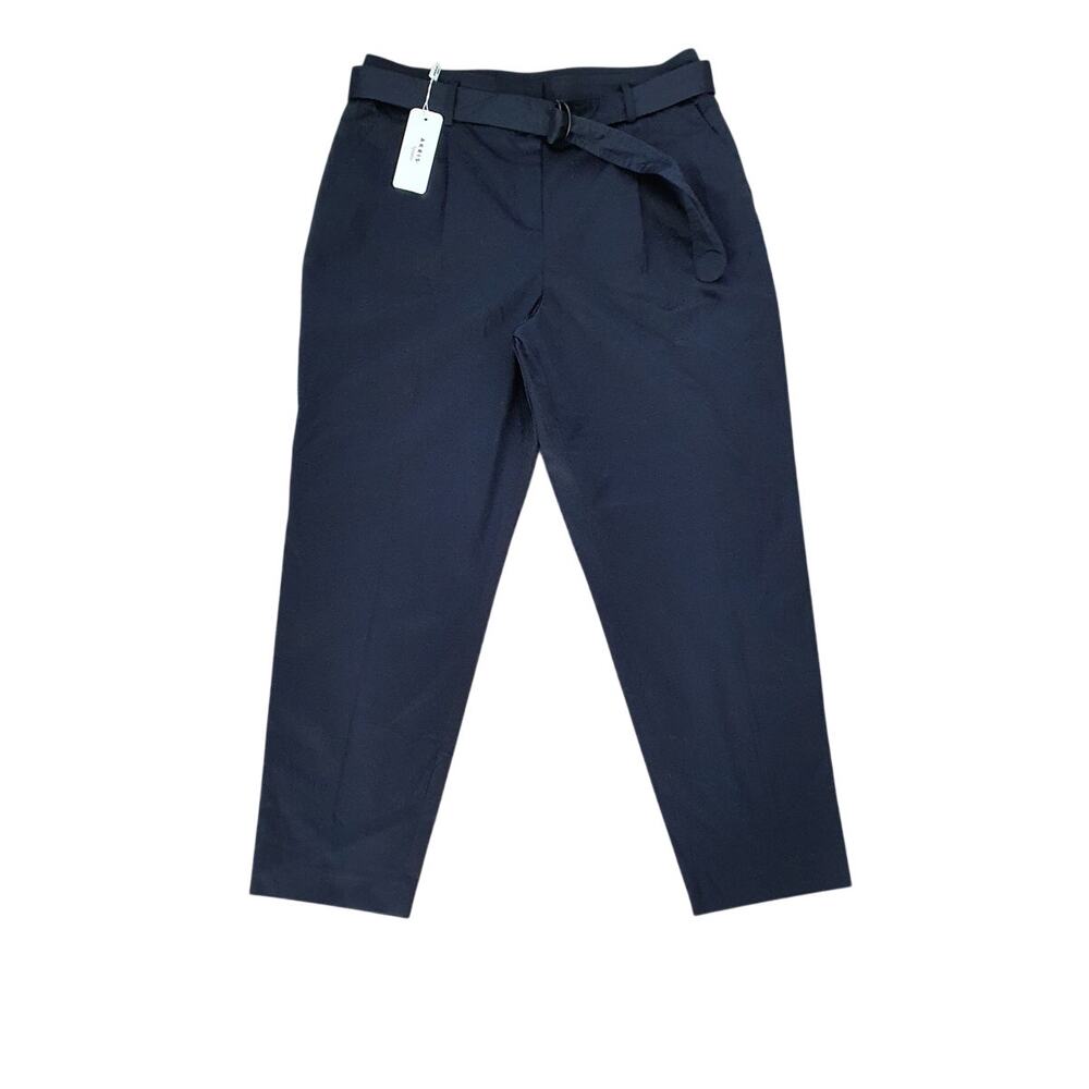 Akris Punto NWT Fred Belted High Rise Ankle Pants Women 12 Night Sky Chic Office
